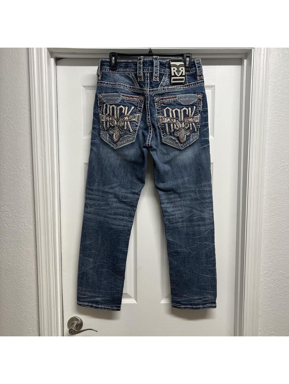 Rock Revival Kenley Straight Medium Wash Faded Jeans Sz. 34X28 (Read)